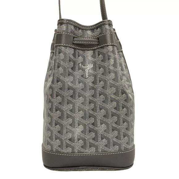 GOYARD Petit Flot Bucket Bag Gray Coated Canvas Leather Shoulder Bag 2338-101424 - Picture 2 of 14